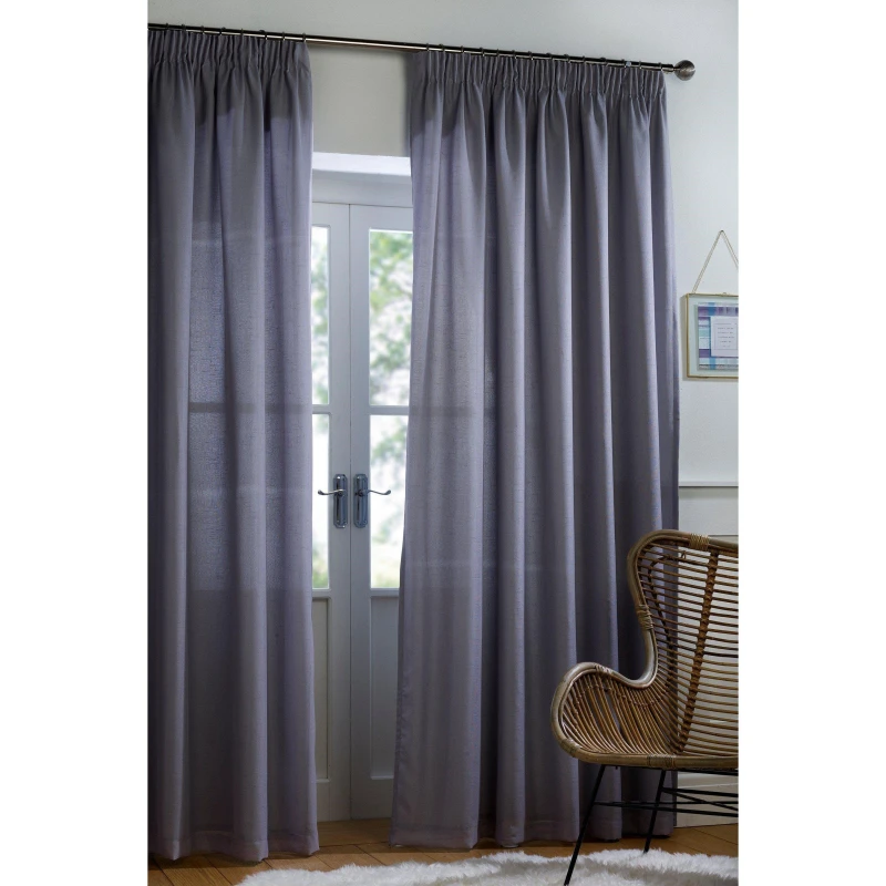 Image of Homelife Boston Lined Voile Curtain - Grey Grey 46x54 Inch