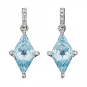 image of 9ct Kite Shape Blue Topaz In White Gold Earrings GE2344T