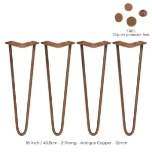 Image of SkiSki 4 X Hairpin Leg - 16 - Antique Copper - 2 Prong - 12M