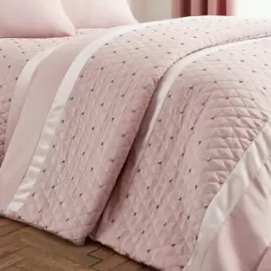 Image of Catherine Lansfield Sequin Cluster Embellished Bedspread, Blush, 240 x 260 Cm