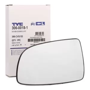 TYC Wing Mirror Glass 306-0018-1 Side Mirror Glass,Mirror Glass CHEVROLET,Aveo / Kalos Schragheck (T250, T255),Aveo / Kalos Limousine (T250, T255)