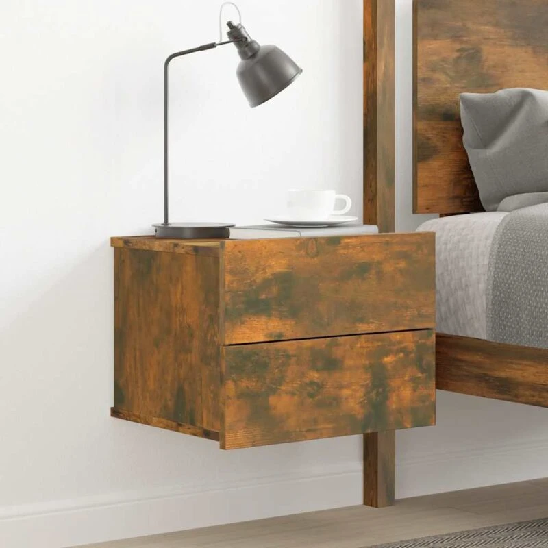 Image of Vidaxl Bedside Cabinets Smoked Oak 40X30X30 Cm Engineered Wood, Brown 815411