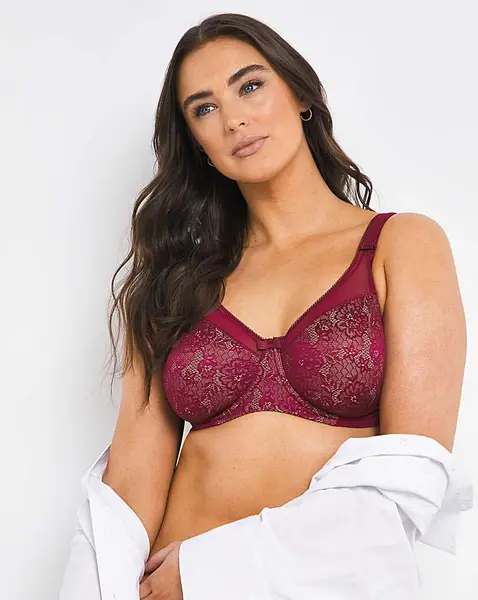 Image of Berlei Berlei Beauty Lace Minimiser Bra Burgund Burgundy Female 40C YC27339