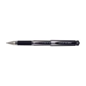 image of Uni Ball Signo UM 153S Gel Impact Rollerball Pen Line Width 0.6mm Tip Width 1.0mm Black 1 x Pack of 12 Pens