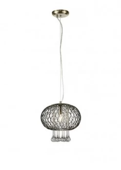 Image of Medium Ceiling Pendant 1 Light Antique Brass, Clear Glass