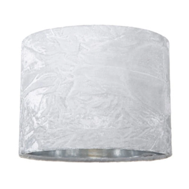 Image of Happy Homewares Modern White Crushed Velvet 8 Table/pendant Lampshade With Shiny Silver Inner