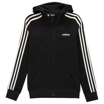 image of adidas Girls 3-Stripes Zip Track Top Hoodie - Black