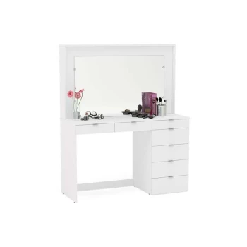 Image of Chloe White 7 Drawer Vanity Dressing Table and Mirror Set - Birlea