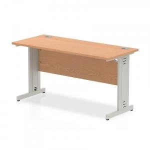 Image of Trexus Desk Rectangle Cable Managed Silver Leg 1400x600mm Oak Ref
