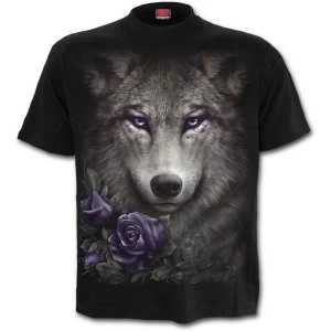 Image of Wolf Roses Womens XX-Large T-Shirt - Black
