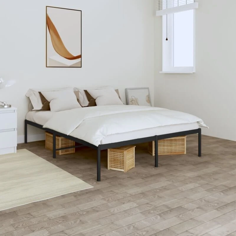 Image of VIDAXL Metal Bed Frame without Mattress Black 140x190cm Vidaxl 8720845720889