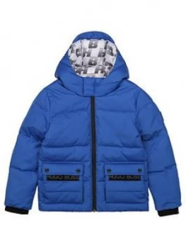 Image of Hugo Boss Padded Hooded Coat Royal Blue Size 16 Years Boys