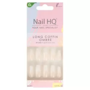 Image of Nail HQ Long Coffin Ombre Nails 24 pcs + 2 ml
