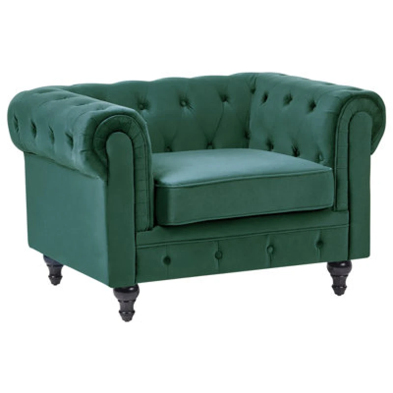 Image of Beliani Armchair Chesterfield Velvet Emerald Green