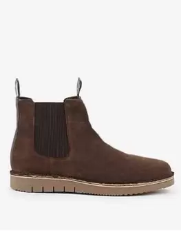 Image of Barbour Gable Suede Chelsea Boots, Dark Brown, Size 10, Men