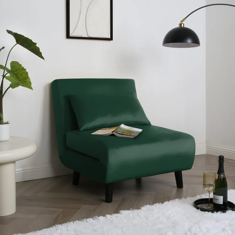 Image of Home Garden Direct Aurora - Single Bed Chair Sofa in Velvet - 1 Seater - Green Green Unisex