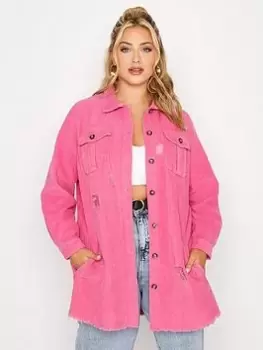 Image of Yours Pink Chunky Cord Shacket, Pink, Size 30-32, Women