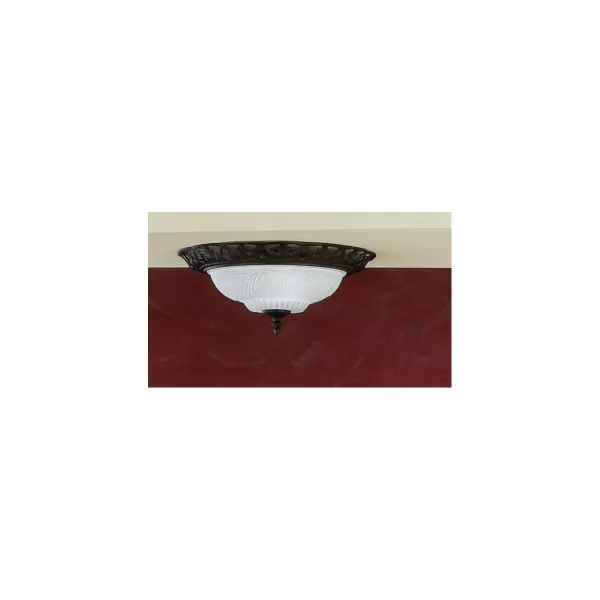 Image of Rustica Authentic 2 Light Bowl Semi Flush Ceiling Light Rusty