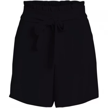 Image of Vila High waist paper bag short with tie detail - Black