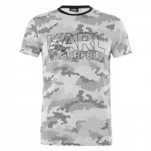 image of Karl Lagerfeld Camo Print T Shirt - 10 White