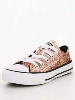 Image of Converse ChildrenS Chuck Taylor All Star Ox Coated Glitter Trainers - Coral