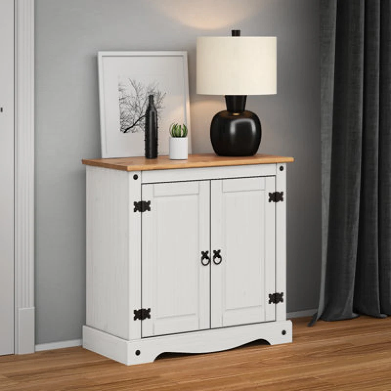 Image of MERCERS FURNITURE Corona White 2 Door Cupboard Sideboard WHTWAX96