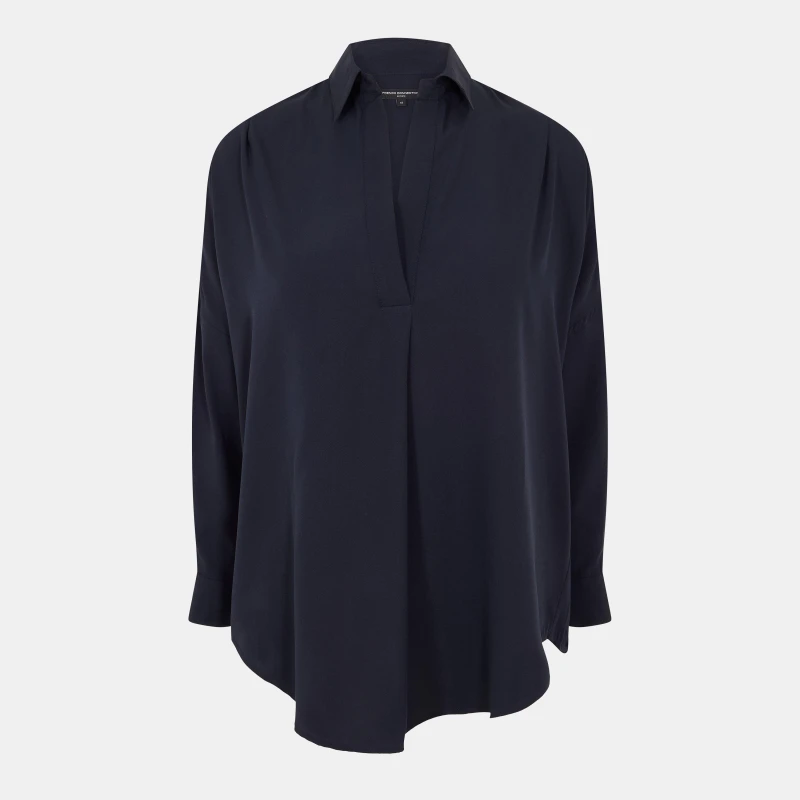Image of French Connection Womens Rhodes Long-Sleeve Blouse Utility Blue female 8 (XS)