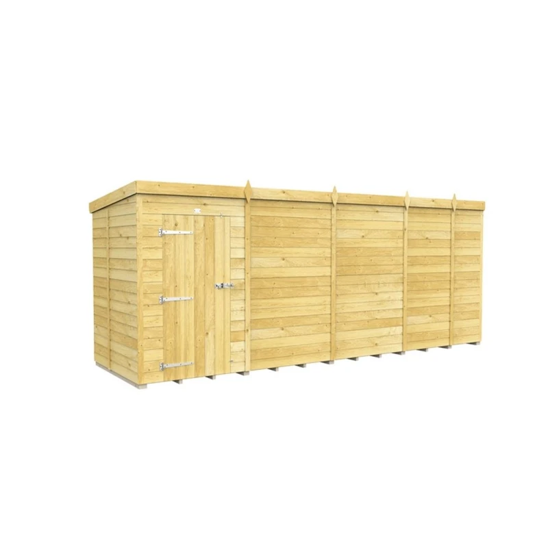 Image of Buttercup Farm 17 x 5 Feet Pent Shed - Single Door W/O Window - L147 x W492 x H201cm in Brown Brown Unisex