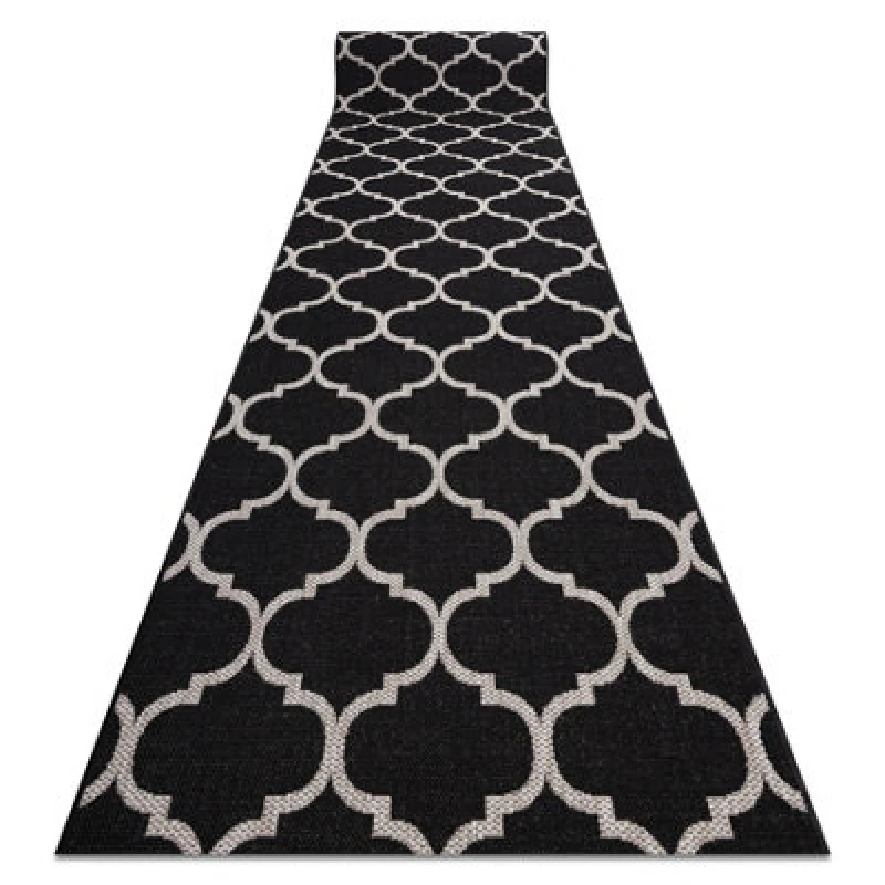 Image of RugsX Runner Sizal Floorlux Design 20608 Moroccan Trellis Black / Silver 70 70X100 Cm