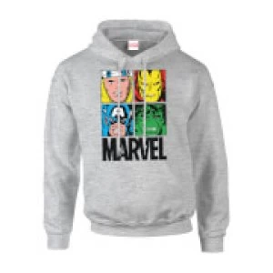 Image of Marvel Multi Colour Main Tile Mens Grey Pullover Hoodie - L - Grey