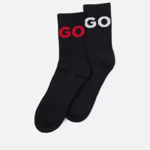 Image of HUGO Bodywear Cotton-Blend Ribbed Socks 2 Pack - EU 39/EU 42