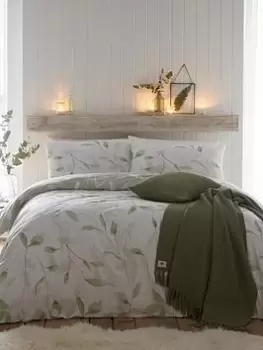 Image of Drift Home Eliza Brushed Duvet Cover Set - Green