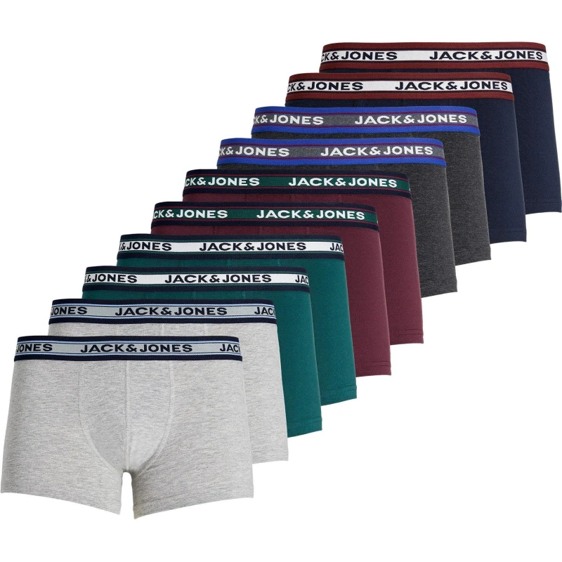 Image of Jack and Jones Solid Mens 10-Pack Boxer Trunks - Multi Multi S