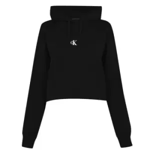 Image of Calvin Klein Jeans Puff Print Cropped Hoodie - Black
