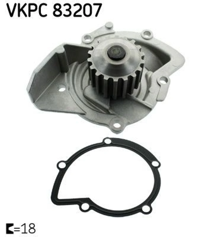 Image of SKF VKPC 83207 Water pump Number of Teeth: 18, for timing belt drive, with gaskets/seals Water Pump (1260)