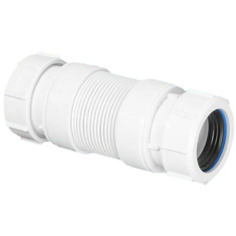 Image of McAlpine MINIFLEX-5 1.5" universal compression connection x 1.5" plain spigot Short Miniflex Flexible Connectors White