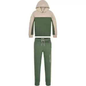 Image of Calvin Klein Jeans Color Block Terry Hoodie Set - Green