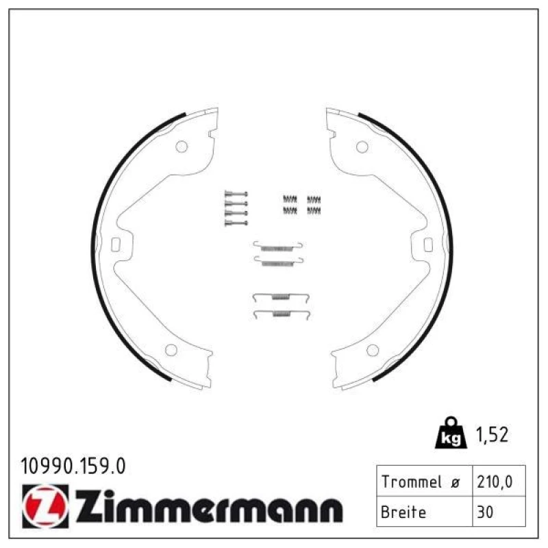 Image of ZIMMERMANN Handbrake shoes ZIMMERMANN 10990.159.0