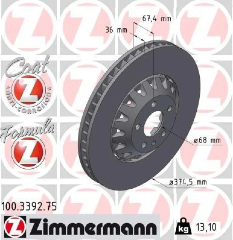 Image of ZIMMERMANN Brake disc ZIMMERMANN 100.3392.75
