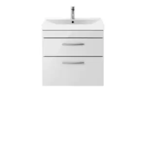 image of Nuie Athena 600 Wall Hung 2-drawer Vanity & Thin-edge Basin - Gloss Grey Mist