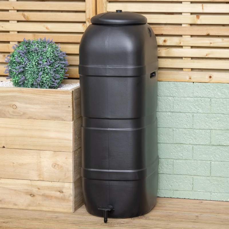 Image of Samuel Alexander Strata Slim Space Saver Water Butt 100L With Lid & Tap Carry Handles in Black unisex