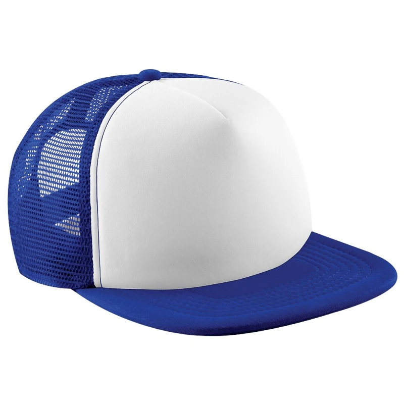 Image of Beechfield Vintage Snapback Mesh Trucker Cap in Bright Blue Bright Blue Unisex One Size