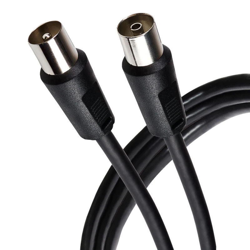 Image of Maplin RF Male to RF Female TV Aerial Coaxial Cable - Black - 1m