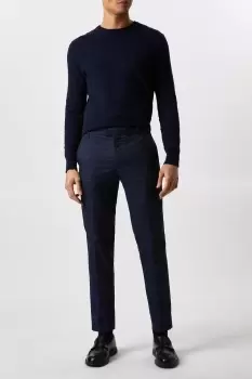 Image of Mens Slim Fit Navy Windowpane Check Smart Trousers