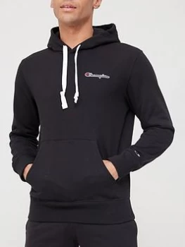 Image of Champion Small Logo Overhead Hoodie - Black, Size S, Men