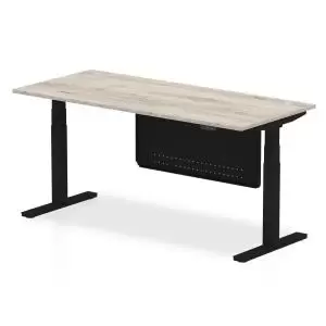 image of Air 1800 x 800mm Height Adjustable Desk Grey Oak Top Black Leg With