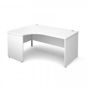 Image of Maestro 25 PL Left Hand Ergonomic Desk 1600mm - White Panel Leg Design
