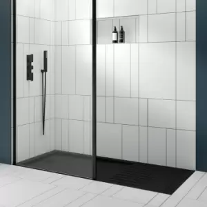 Slate Rectangular Walk-In Shower Tray 1600mm x 800mm - Grey - Nuie