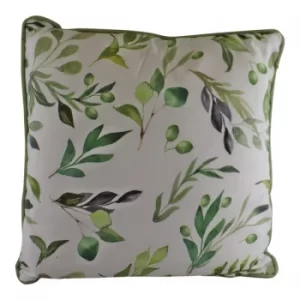 image of Olive Leaf Print Scatter Cushion, 40cm