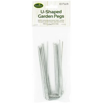 image of Gardenkraft - 26610 Heavy Duty U Multi Purpose Ground Pegs Garden Accessories, Green